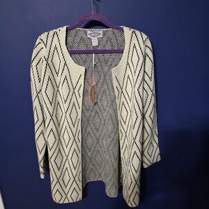 Anthropologie Oliver by Escio Open Front  Cardigan Size Large Diamond